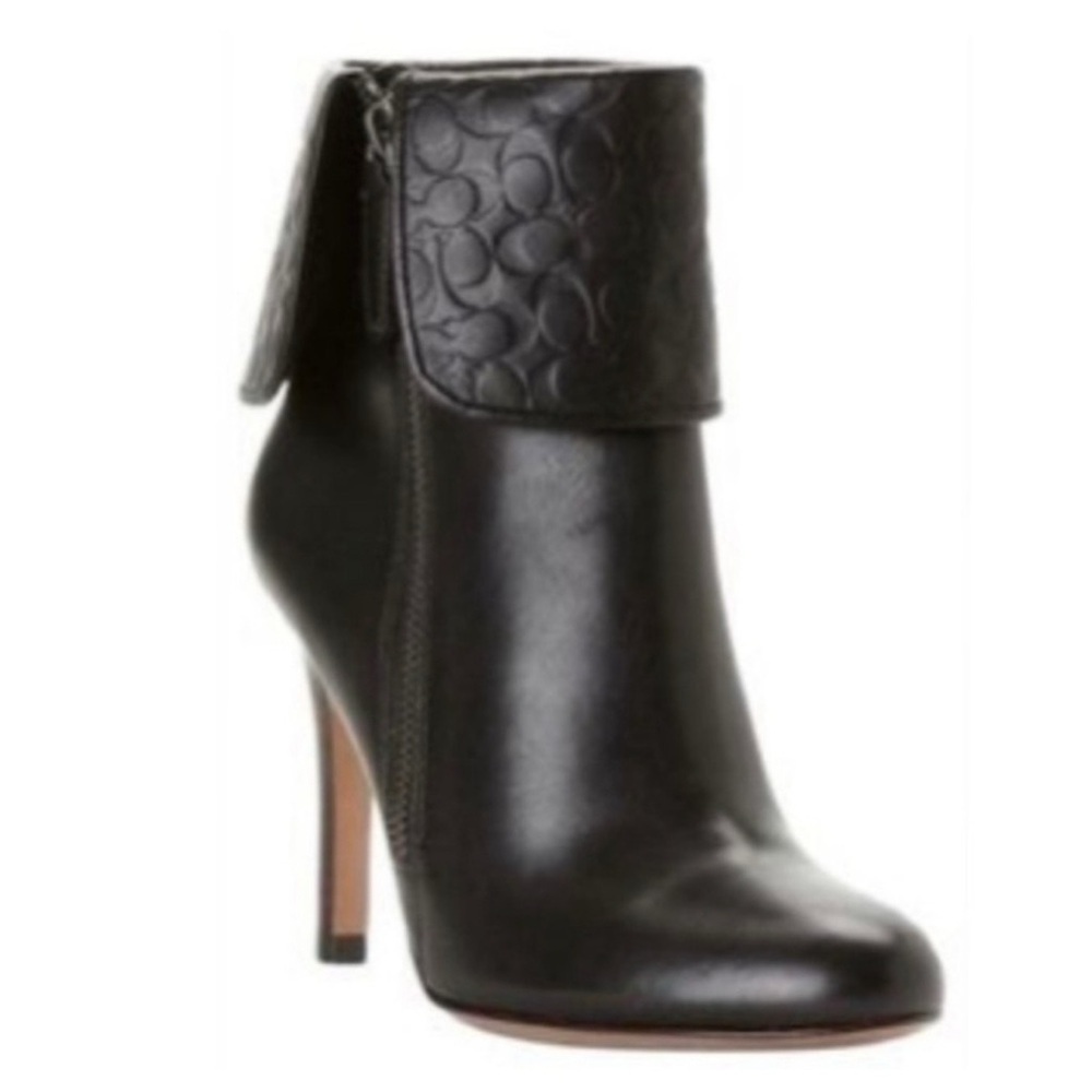 COACH SIGNATURE SHOES BOOTS MACKENNA BLACK LEATHER SIZE 5 B